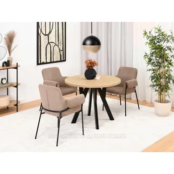 Jídelní stůl Kulatý rozkládací stůl 100(180)x100 WENDER - dub kamenný / černý