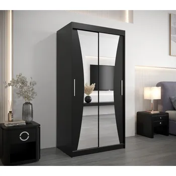 Šatní skříň Šatní skříň se zrcadly SYLVIE - šířka 100 cm, černá
