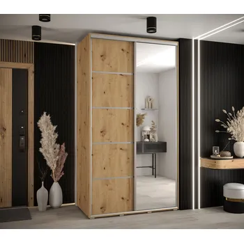 Šatní skříň Šatní skříň YVONA 5 - 130/60 cm, dub artisan / stříbrná