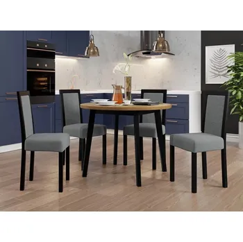 Jídelní stůl Sestava 4+1 do jídelny SALUSIA 1 - dub grandson / černá / šedá