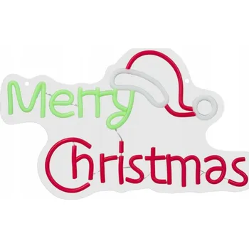 Vánoční osvětlení Neonový LED nápis VESELÉ VÁNOCE, rozměry 40x24 cm, napájení na baterie nebo USB