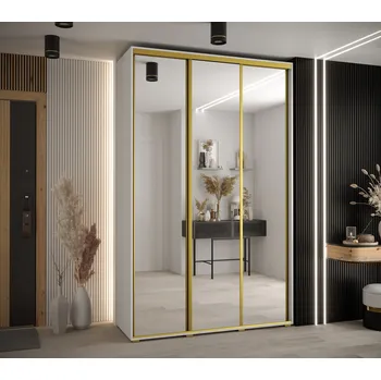 Šatní skříň Šatní skříň YVONA 2 - 150/45 cm, bílá / zlatá