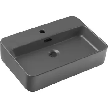 Umyvadlo Keramické umyvadlo TRUST na desku, 55 cm, tmavě šedý matný povrch
