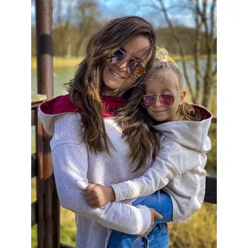 Dámská mikina Dámská mikina s kapucí pro mámu a dceru - smetanová melanž Velikost dospělý: 42