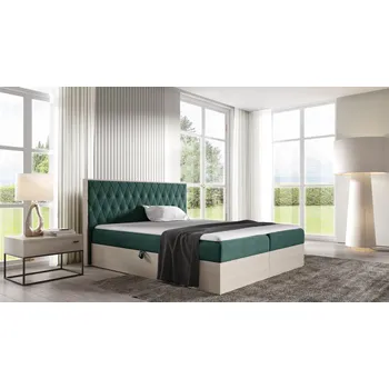 Postel Kontinentální postel 160x200 CHANTELLE 6 - nordic teak / zelená + topper ZDARMA