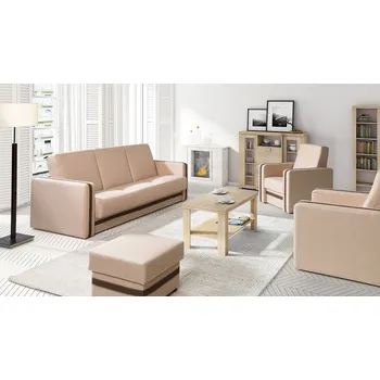 Sedací souprava Pohovka s křesly a taburetem SPARKS - béžová / hnědá