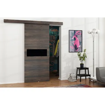 Interiérové dveře Posuvné interiérové dveře VIGRA 6 - 80 cm, černé / jasan tmavý