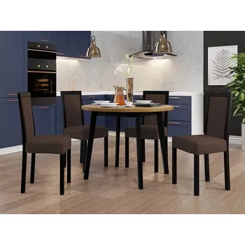 Jídelní stůl Sestava 4+1 do jídelny SALUSIA 1 - dub grandson / černá / hnědá 2