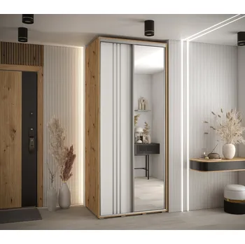 Šatní skříň Šatní skříň YVONA 7 - 120/60 cm, dub artisan / bílá / stříbrná