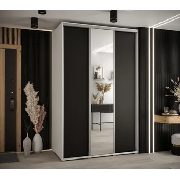 Šatní skříň Šatní skříň ASIRI 3 - 160/60 cm, bílá / černá / stříbrná