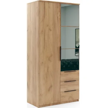 Šatní skříň Dvoudveřová šatní skříň 100 JANIKA se šuplíky - dub craft zlatý