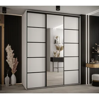 Šatní skříň Šatní skříň ASIRI 5 - 190/45 cm, bílá / černá