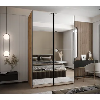 Šatní skříň Dvoudveřová skříň SAMARA 2 - 160 cm, dub artisan / bílá / černá