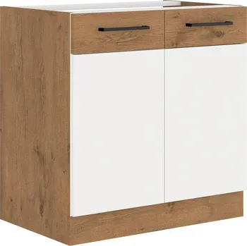 Kuchyňská linka Dolní dvoudveřová skříňka VANYA - šířka 80 cm, bílá / dub lancelot