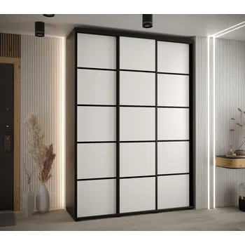 Šatní skříň Šatní skříň YVONA 4 - 180/45 cm, černá / bílá / černá