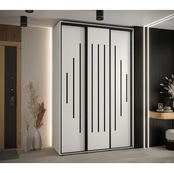 Šatní skříň Šatní skříň YVONA 12 - 150/60 cm, bílá / černá