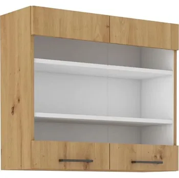Kuchyňská linka Horní prosklená skříňka MALILA - šířka 80 cm, dub artisan