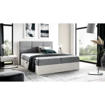 Postel Kontinentální postel 200x200 CHANTELLE 2 - nordic teak / tmavě šedá + topper ZDARMA