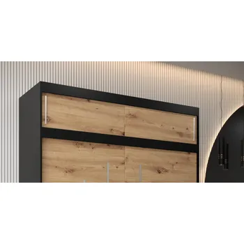 Nástavec na skříň Nástavec k šatní skříni UNI 180 - černý / dub artisan