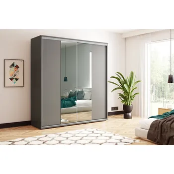 Šatní skříň Šatní skříň 125/245 JESICCA se zrcadlem - grafit