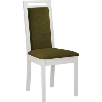 Jídelní židle Čalouněná židle do kuchyně ENELI 6 - bílá / tmavá olivová