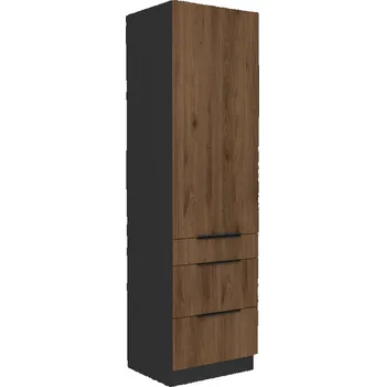 Kuchyňská skříňka Potravinová skříňka se šuplíky TOVA - šířka 60 cm, ořech okapi / černá