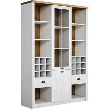 Příborník do zásuvky Vysoký kredenc do jídelny MARIONA - borovice andersen / dub lefkas