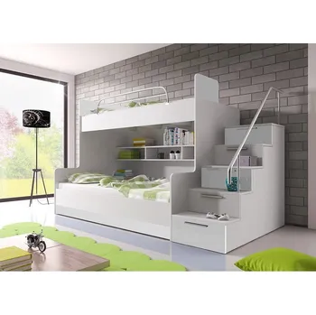 Dětská postel Dětská patrová postel s roštem 90x200 GORT - bílá, pravé provedení