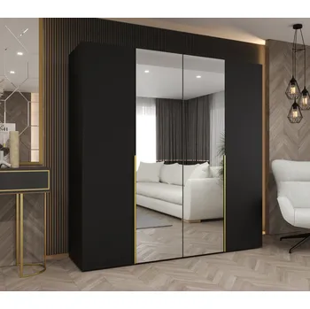 Šatní skříň Šatní skříň 200 cm ASUDA se zrcadly - černá / zlatá