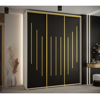 Šatní skříň Šatní skříň ASIRI 8 - 200/45 cm, bílá / černá / zlatá