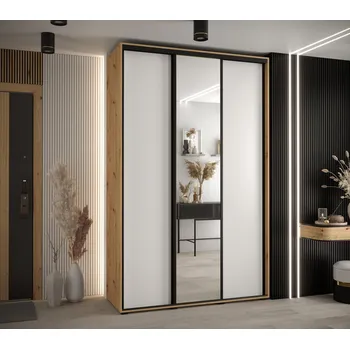 Šatní skříň Šatní skříň YVONA 3 - 160/45 cm, dub artisan / bílá / černá