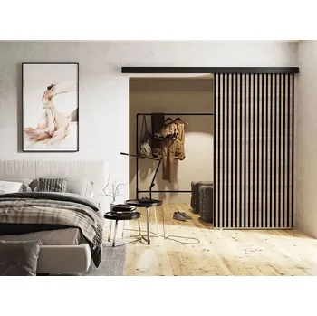 Interiérové dveře Posuvné interiérové dveře MIDLAND - 100 cm, dub sonoma / černé