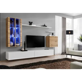 Obývací stěna Stěna do obývacího pokoje RIONATA 12 - dub wotan / bílá