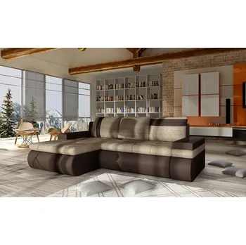 Sedací souprava Rozkládací rohová sedací souprava EPLATO MINI - hnědá ekokůže / hnědá, levý roh