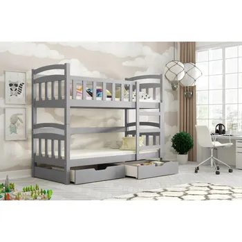 Dětská postel Patrová postel 75x180 GRETE s úložným prostorem - šedá