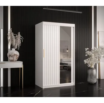 Šatní skříň Šatní skříň se zrcadlem RADKIN 2 - šířka 100 cm, bílá