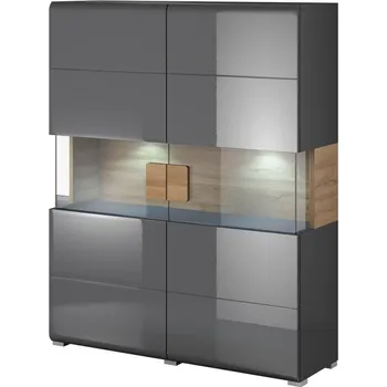 Policová skříň Vysoká vitrína COLORADO, antracit