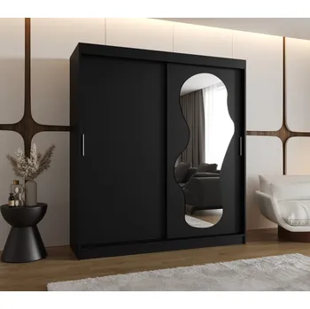 Šatní skříň Šatní skříň 180 cm BEYZA se zrcadlem - černá