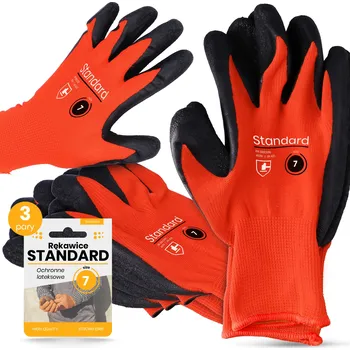 Pracovní rukavice 3x Pracovní Rukavice Ochranné Latexové Rukavice vel. 7 Dílenské, Odolné