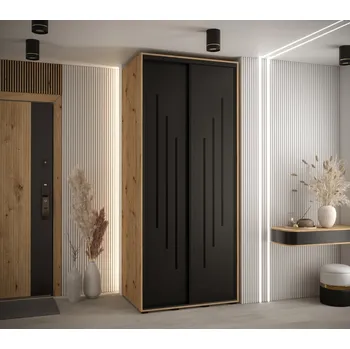 Šatní skříň Šatní skříň YVONA 8 - 100/60 cm, dub artisan / černá / černá