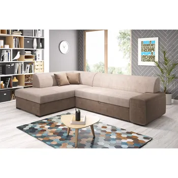 Sedací souprava Rohová sedací souprava VALTRUDA - béžová / hnědá, levý roh