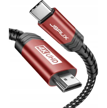 Video kabel JSAUX USB-C 3.1 na HDMI adaptér / kabel 4K MHL 300cm (3m) ČERVENÝ