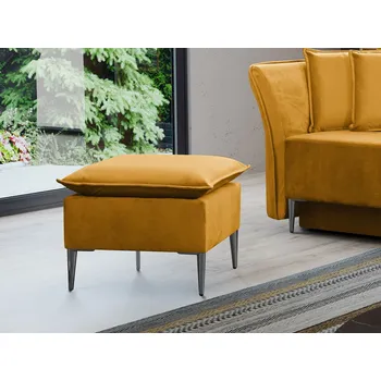 Taburet Taburetka KURI - hořčicová / stříbrné nožky