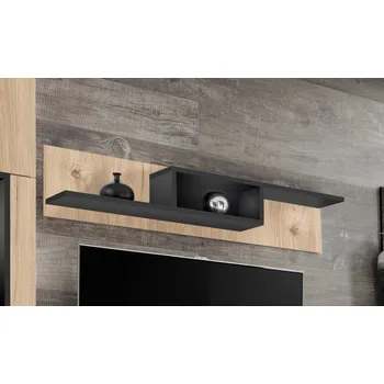 police Polička na zeď CELINE - hickory jackson / černá