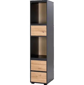 regál Policový regál AGIRA se šuplíky - antracitový / dub