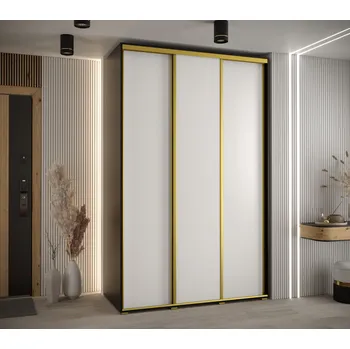 Šatní skříň Šatní skříň YVONA 1 - 160/60 cm, černá / bílá / zlatá
