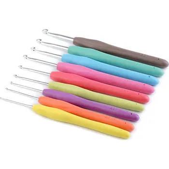 Sada háčků na háčkování se silikonovou rukojetí, střední, mix barev