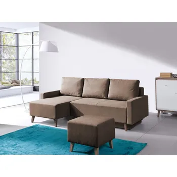 Sedací souprava Sedací souprava s taburetem ALBANY - dub san remo tmavý / hnědá