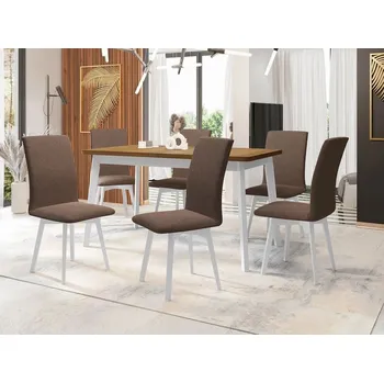 Jídelní stůl Moderní jídelní sestava 6+1 ADELBITE 10 - dub grandson / bílá / hnědá 2