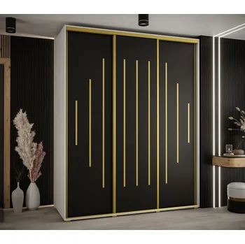 Šatní skříň Šatní skříň ASIRI 12 - 190/60 cm, bílá / černá / zlatá